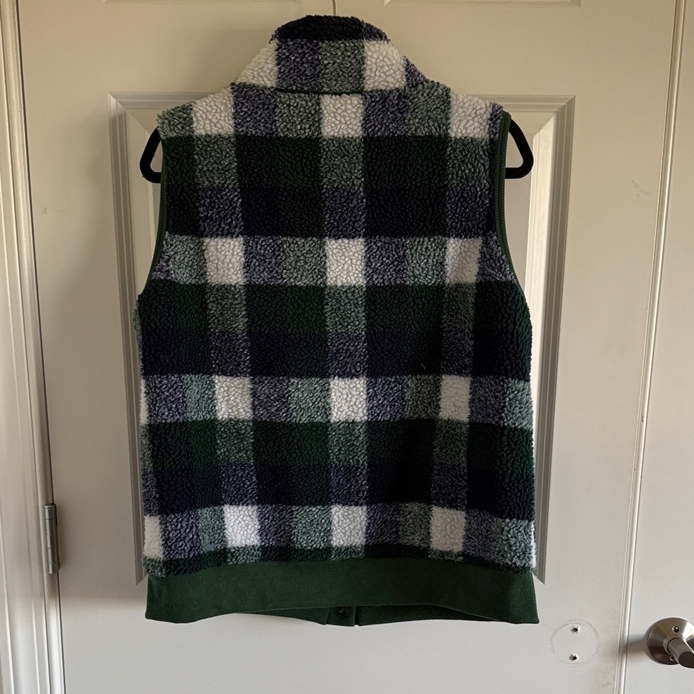 Umgee Plaid Sherpa Vest with Snap Buttons Size Large - Picture 5 of 7